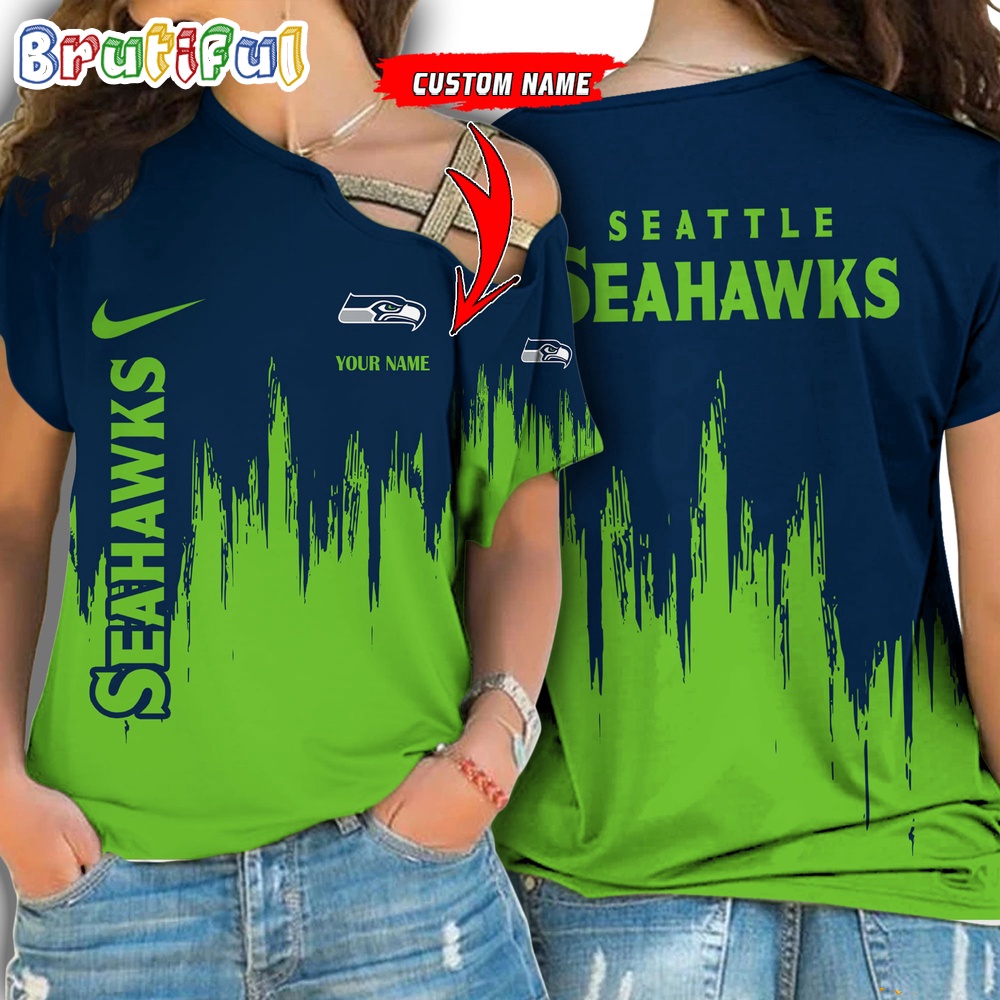 NFL Seattle seahawks Football Team Logo Design One Shoulder Shirt 1