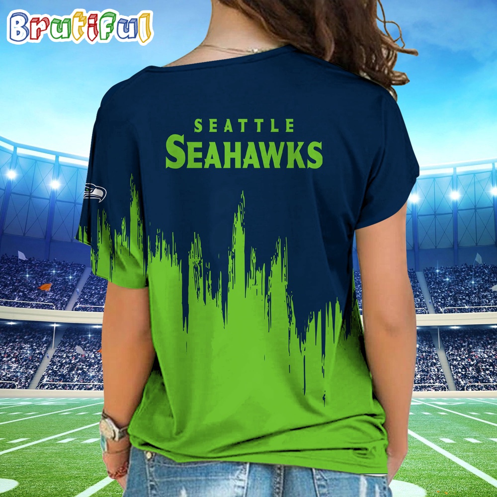 NFL Seattle seahawks Football Team Logo Design One Shoulder Shirt 2