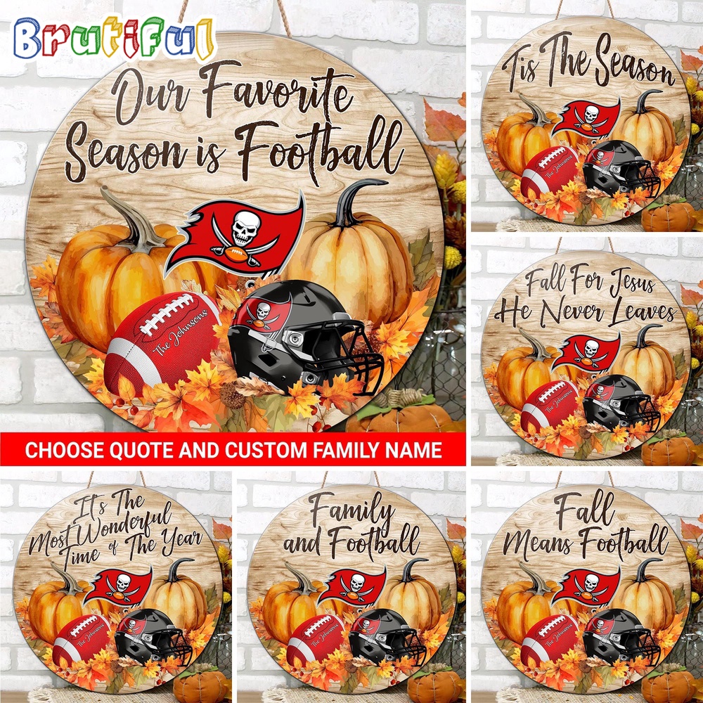NFL Tampa Bay Buccaneers Pumpkin Custom Wooden Sign Sport Football Home Decorations 1