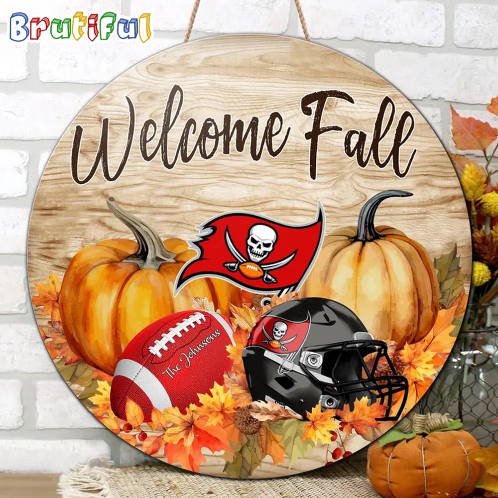 NFL Tampa Bay Buccaneers Pumpkin Custom Wooden Sign Sport Football Home Decorations 2