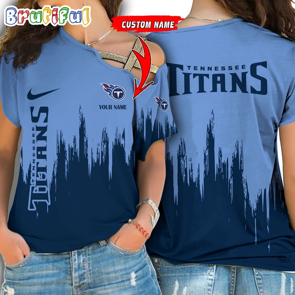 NFL Tennessee Titans Football Team Logo Design One Shoulder Shirt 1