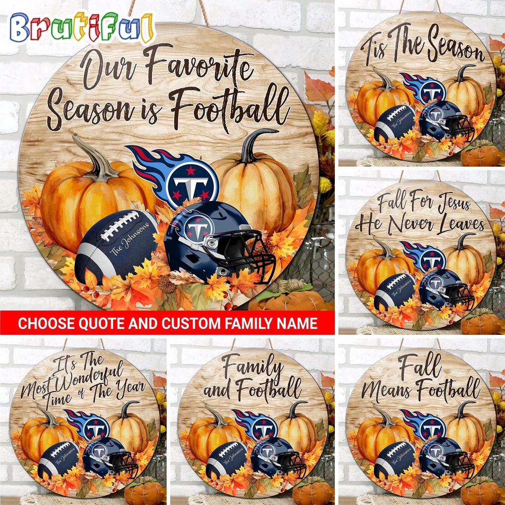 NFL Tennessee Titans Pumpkin Custom Wooden Sign Sport Football Home Decorations 1