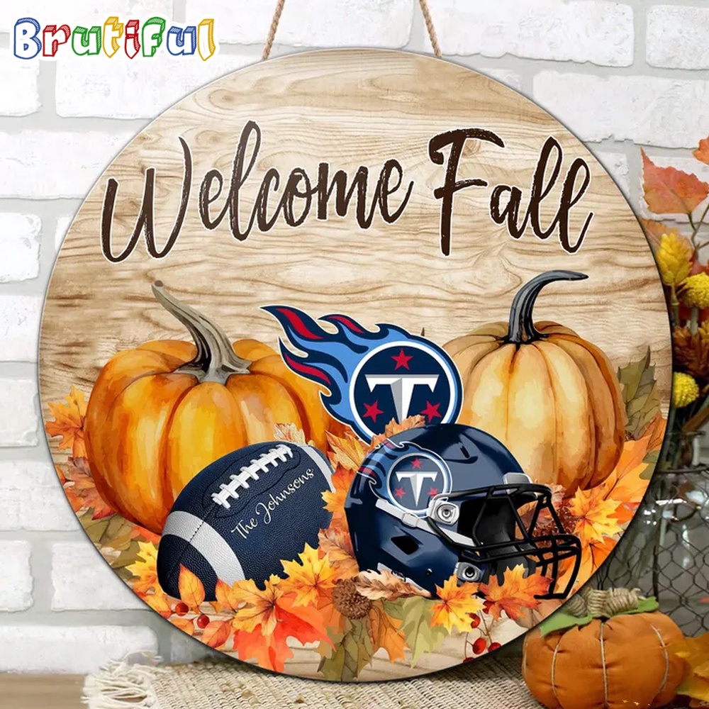NFL Tennessee Titans Pumpkin Custom Wooden Sign Sport Football Home Decorations 2