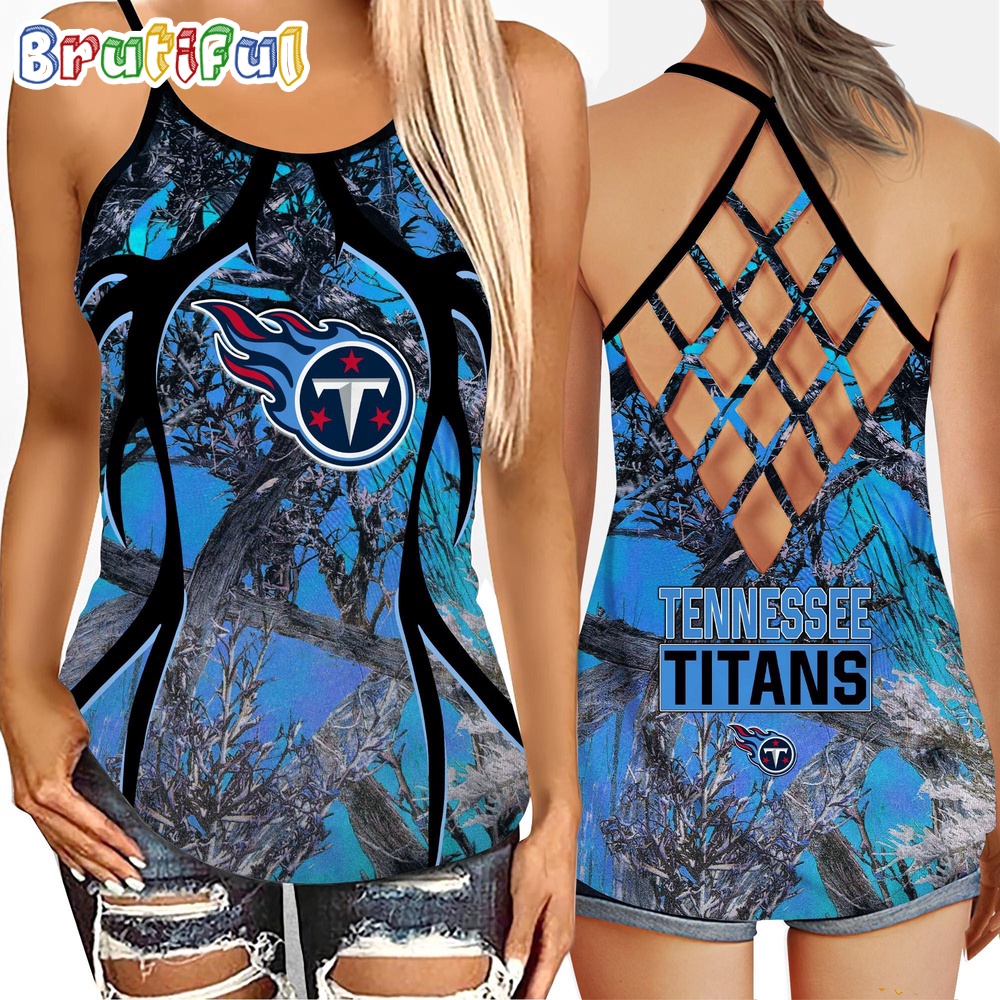 NFL Tennessee Titans Womens Tank Top Football Team Logo Criss Cross Tank Top