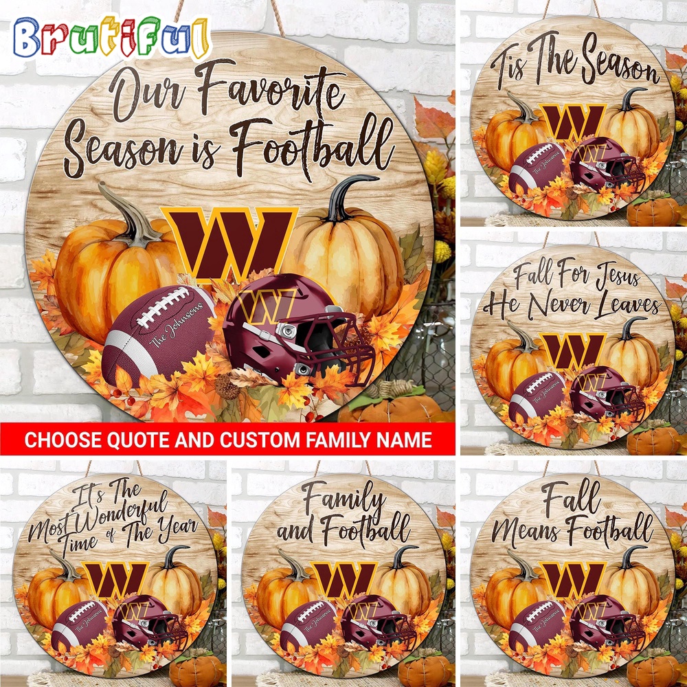 NFL Washington Commanders Pumpkin Custom Wooden Sign Sport Football Home Decorations 1