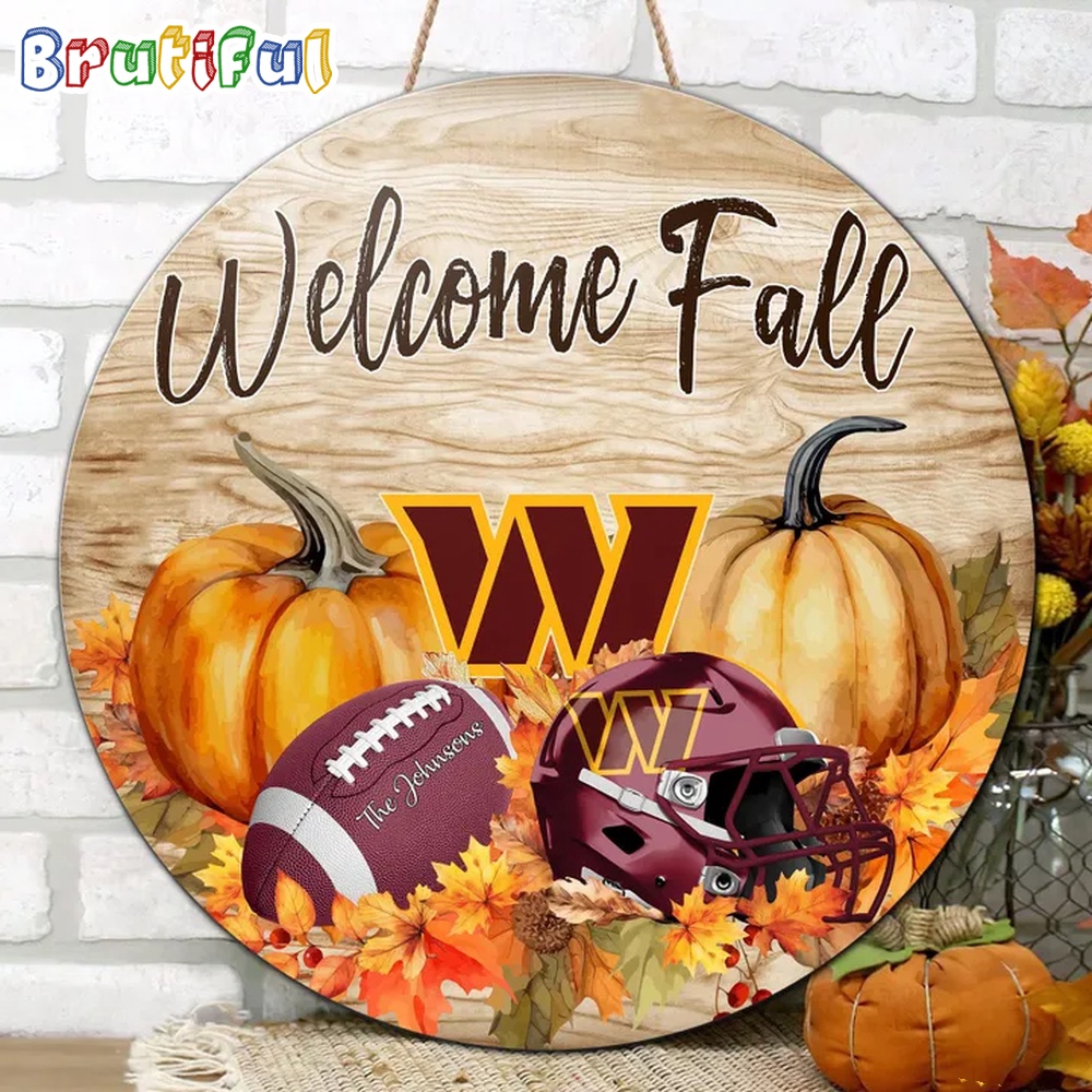 NFL Washington Commanders Pumpkin Custom Wooden Sign Sport Football Home Decorations 2