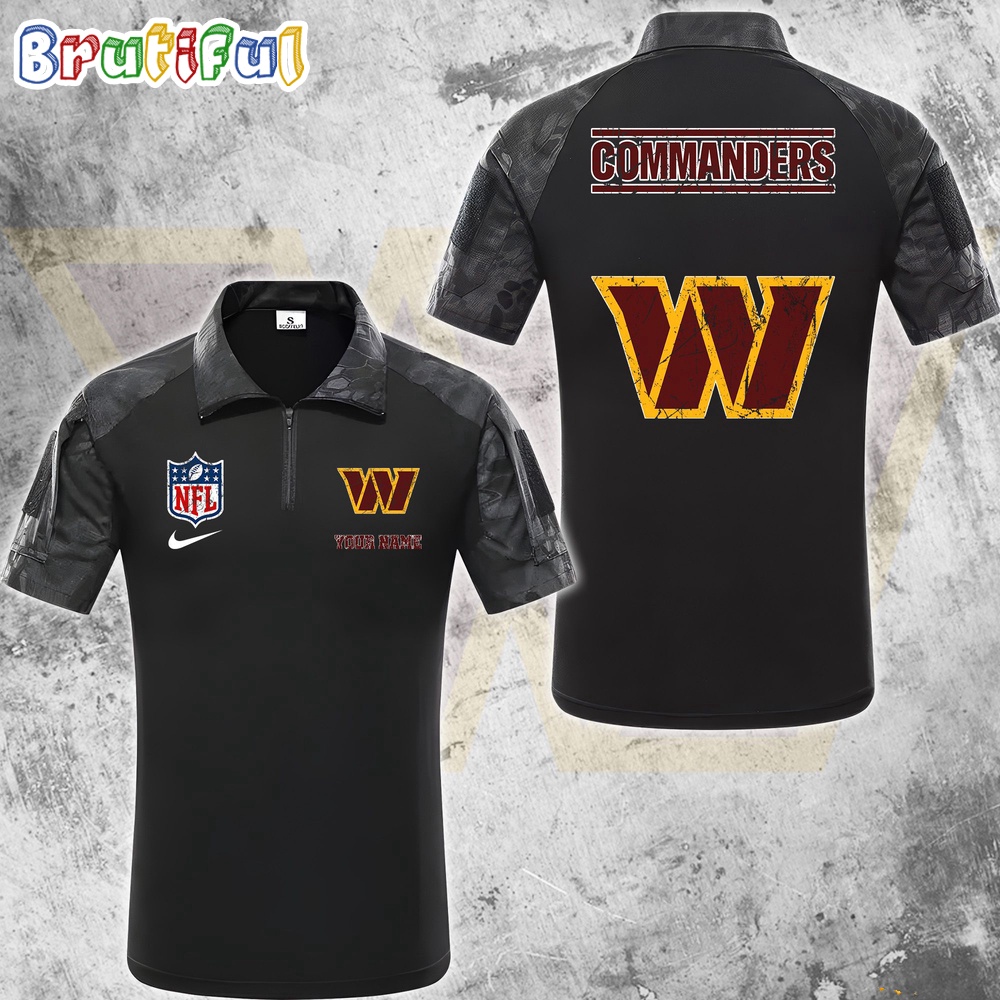 NFL Washington Commanders Tactical Polo Shirt Custom Football Zip Polo Shirt