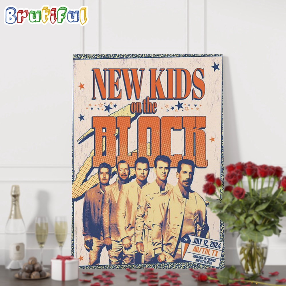 New Kids On The Block July 12 2024 Austin TX Tour Wall Art Poster Canvas