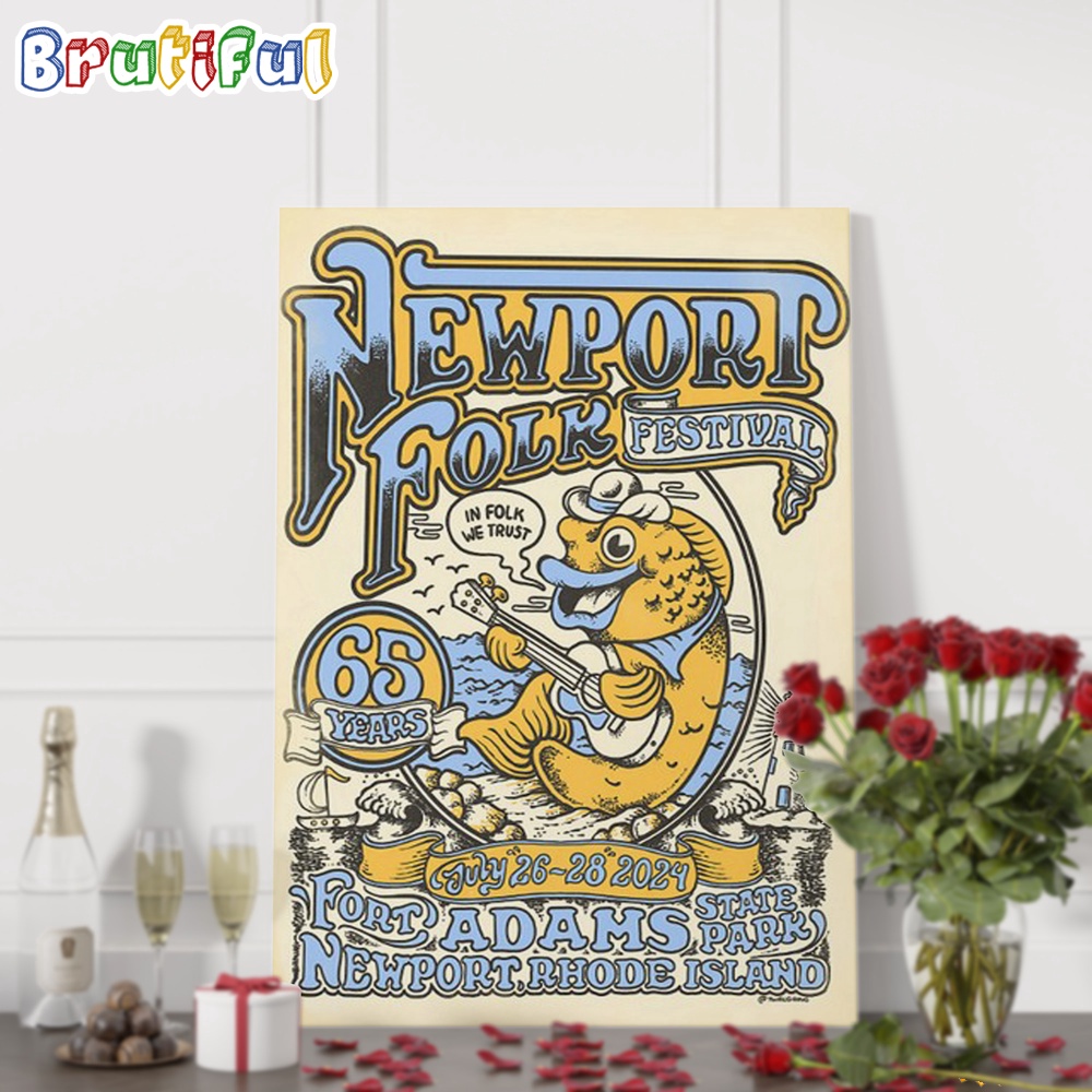 Newport Folk Fest July 26 28 2024 Fort Adams State Park Newport RI Tour Wall Art Poster Canvas