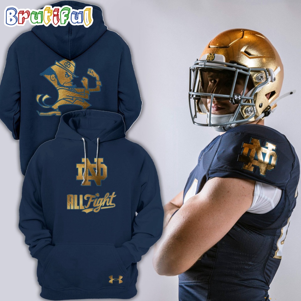 Notre Dame Fighting Irish Football Gold Logo Team Design Hoodie