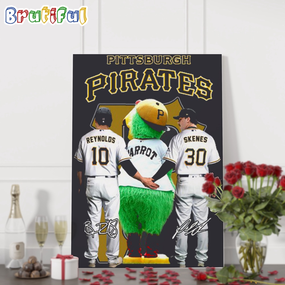 Pittsburgh Pirates Mascot Team Player Signature Wall Art Poster Canvas