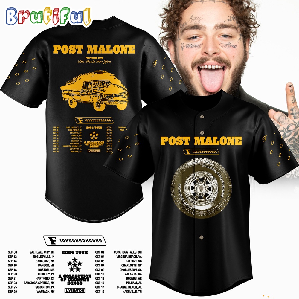 Post Malone The F 1 Trillion Tour 2024 Baseball Jersey