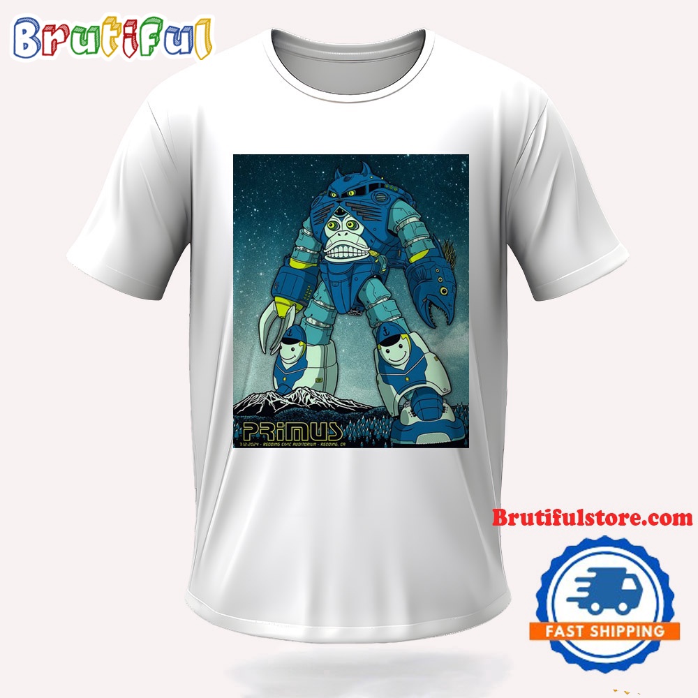 Primus July 12 2024 Redding Civic Auditorium Redding CA Tour T Shirt
