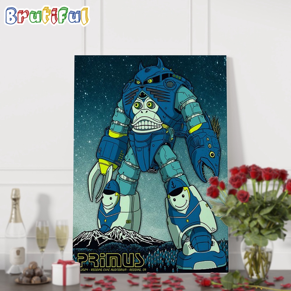 Primus July 12 2024 Redding Civic Auditorium Redding CA Tour Wall Art Poster Canvas
