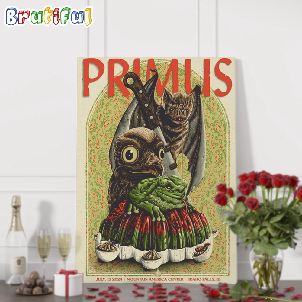 Primus July 15 2024 Mountain America Center Idaho Falls ID Tour Wall Art Poster Canvas