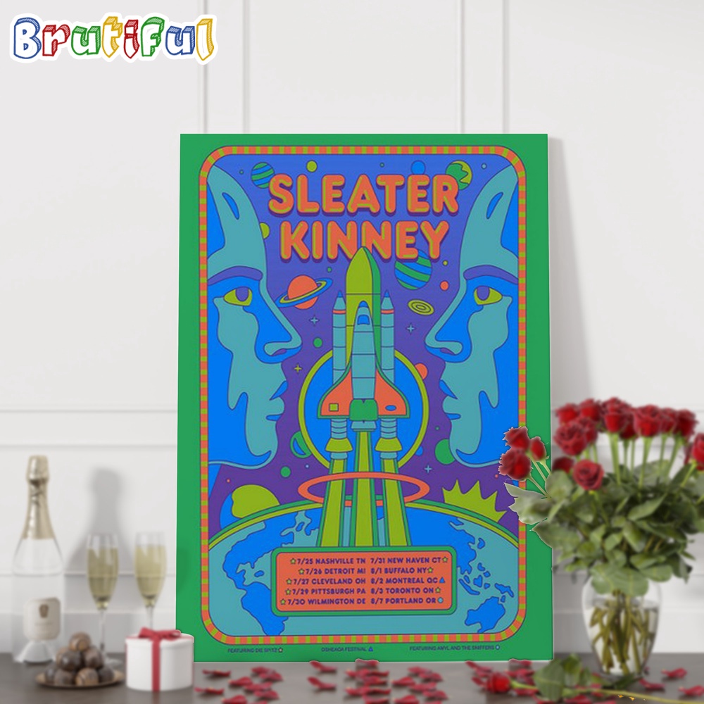 Sleater Kinney North American Tour 2024 Wall Art Poster Canvas