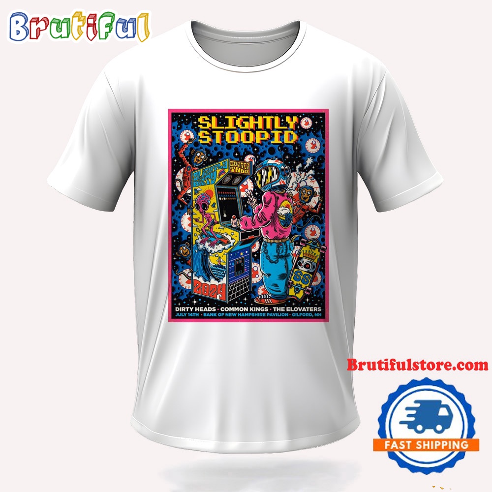 Slightly Stoopid July 14 2024 Bank of New Hampshire Pavilion Gilford NH Tour T Shirt
