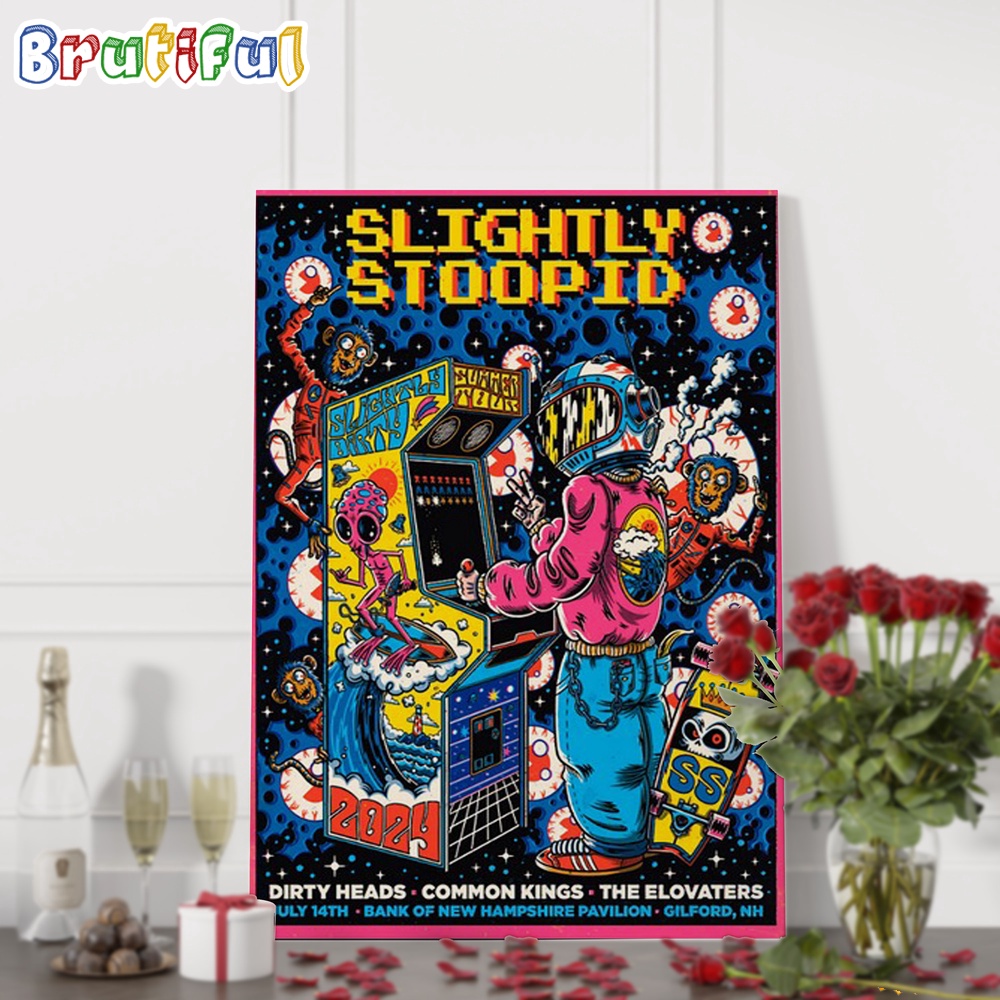 Slightly Stoopid July 14 2024 Bank of New Hampshire Pavilion Gilford NH Tour Wall Art Poster Canvas