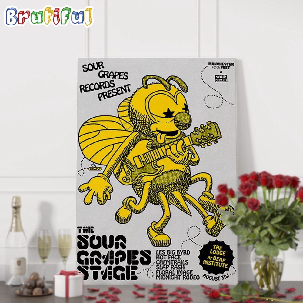 Sour Grapes Records August 31 2024 Manchester UK Wall Art Poster Canvas