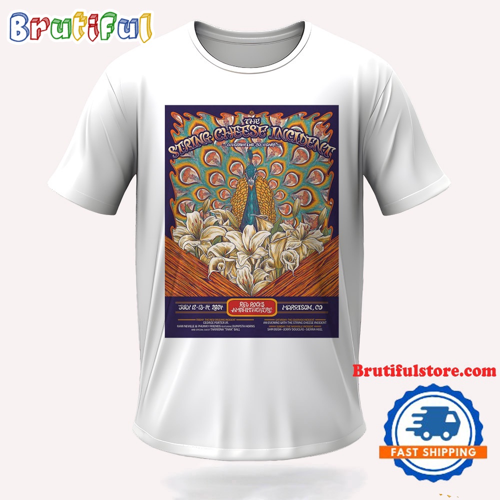 The String Cheese Incident Band July 12 14 2024 Red Rocks Amphitheatre Morrison CO Tour T Shirt