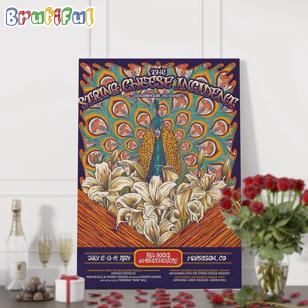 The String Cheese Incident Band July 12 14 2024 Red Rocks Amphitheatre Morrison CO Tour Wall Art Poster Canvas