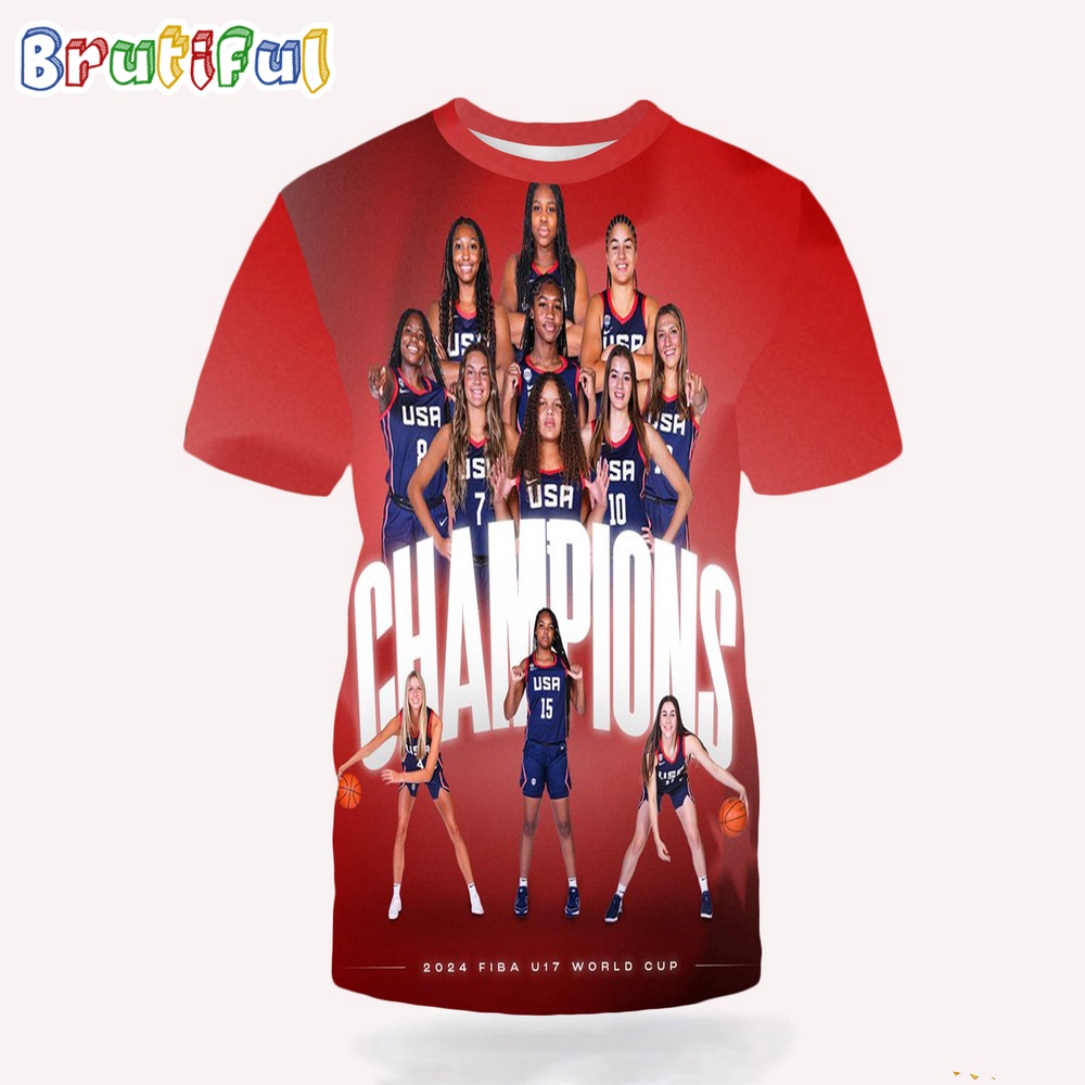 WNBA Basketball 2024 Fiba U17 World Cup Champions All Over Print Shirt