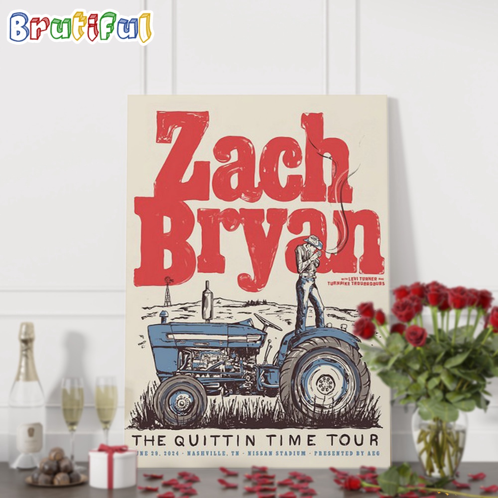 Zach Bryan June 29 2024 Nissan Stadium Nashville TN Wall Art Poster Canvas