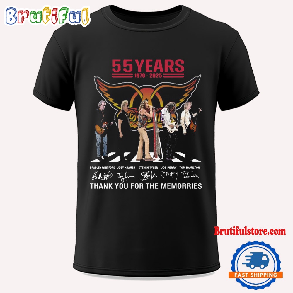 Aerosmith 55th Anniversary 1970 2025 Thank You For The Memorries T Shirt