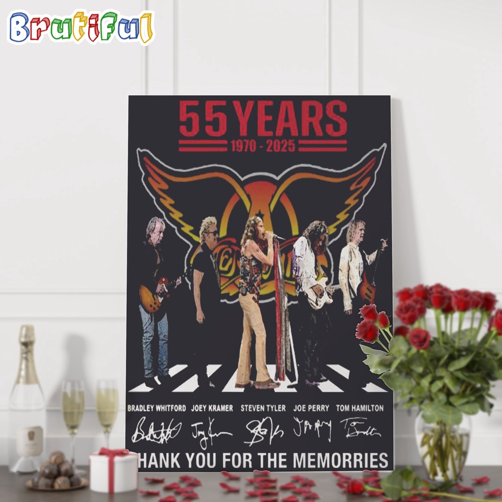 Aerosmith 55th Anniversary 1970 2025 Thank You For The Memorries Wall Art Poster Canvas
