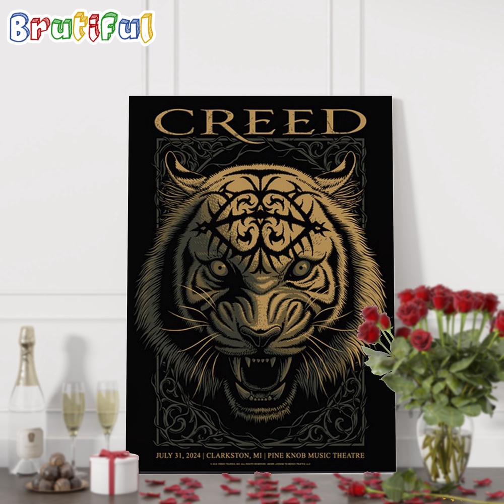 Creed Band Tour Live At Pine Knob Music Theatre Clarkston MI July 31 2024 Wall Art Poster Canvas