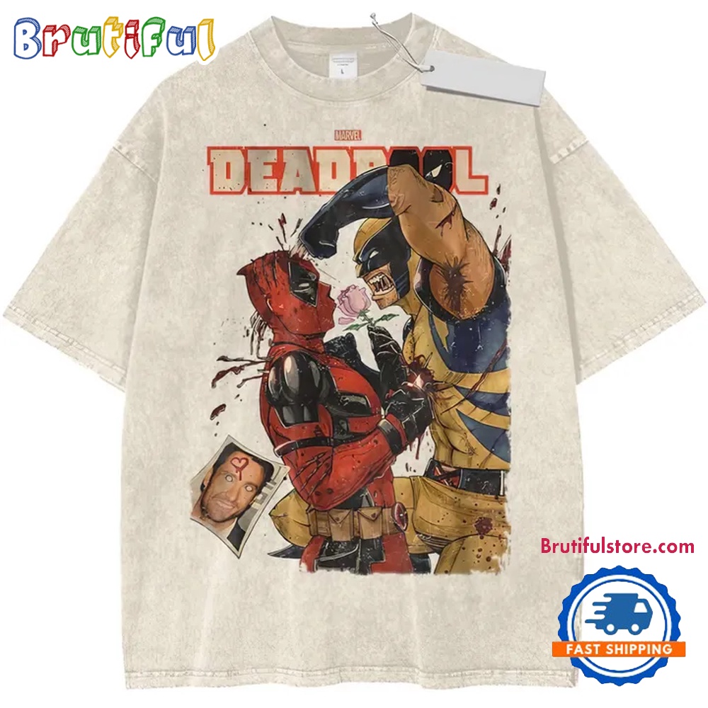 Deadpool And Wolverine Graphics Movies Design Unisex Mineral Wash T Shirt