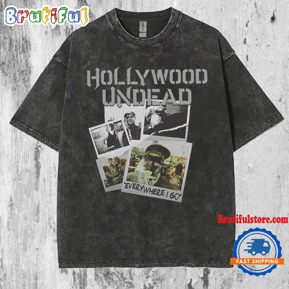 Hollywood Undead Everywhere I Go 2024 Mineral Wash T Shirt