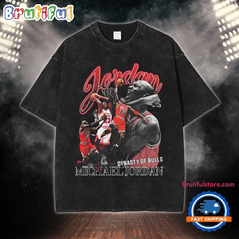 NBA Michael Jordan Dynasty Of Bulls Unisex Mineral Wash T Shirt