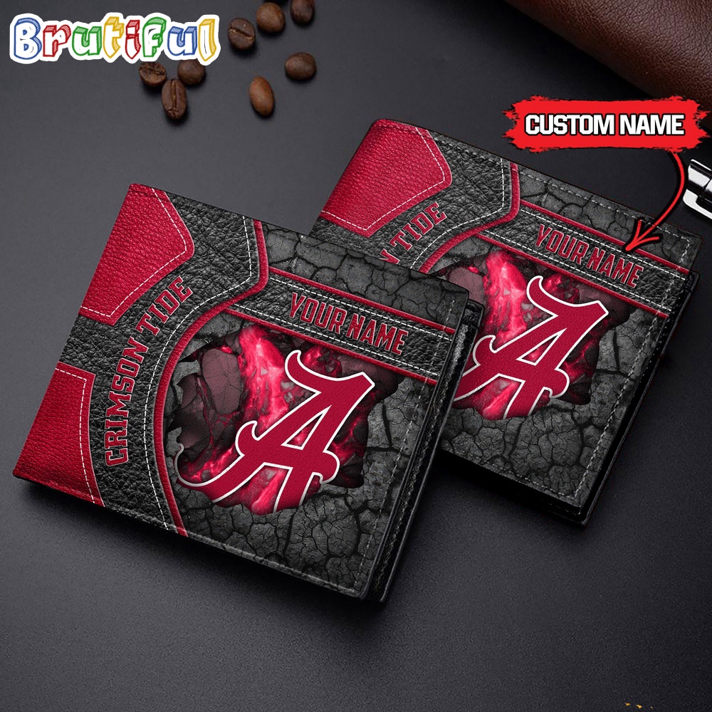 NCAA Alabama Crimson Tide Custom Name Mens Leather Wallet 1