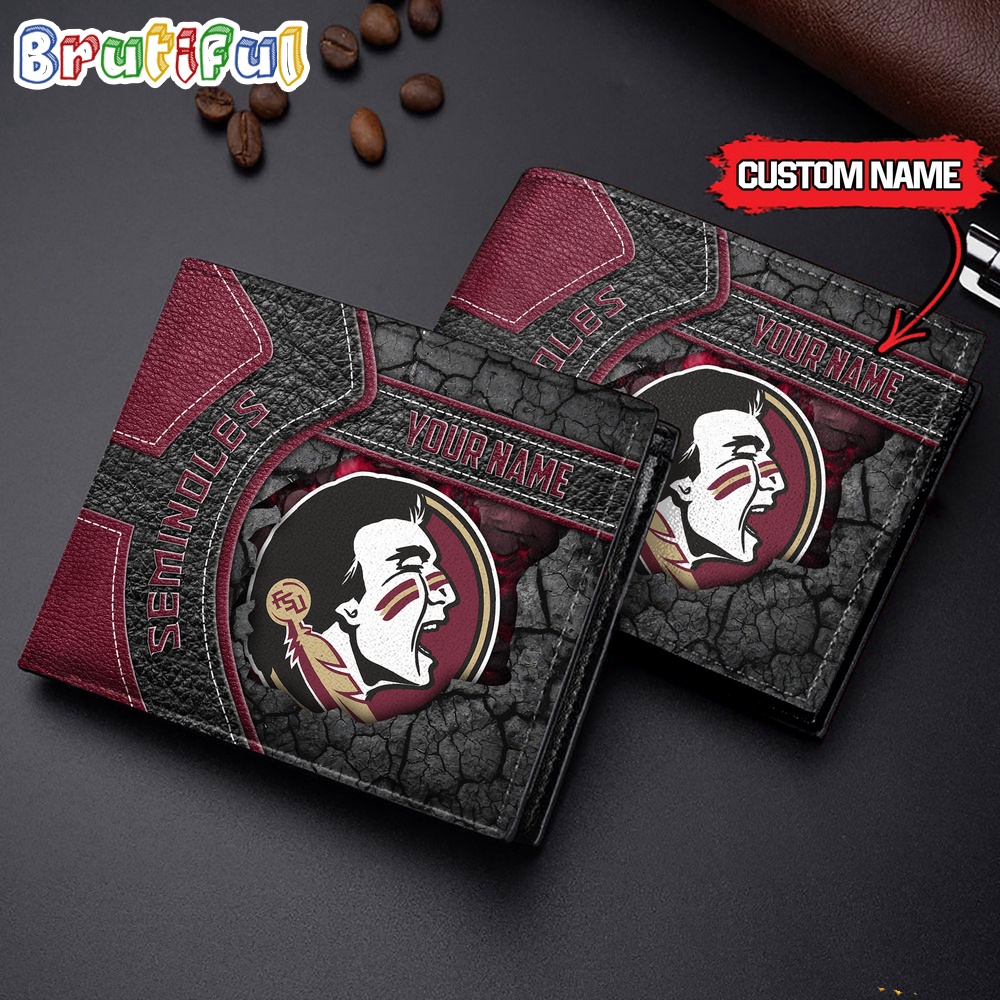 NCAA Florida State Seminoles Custom Name Mens Leather Wallet 1
