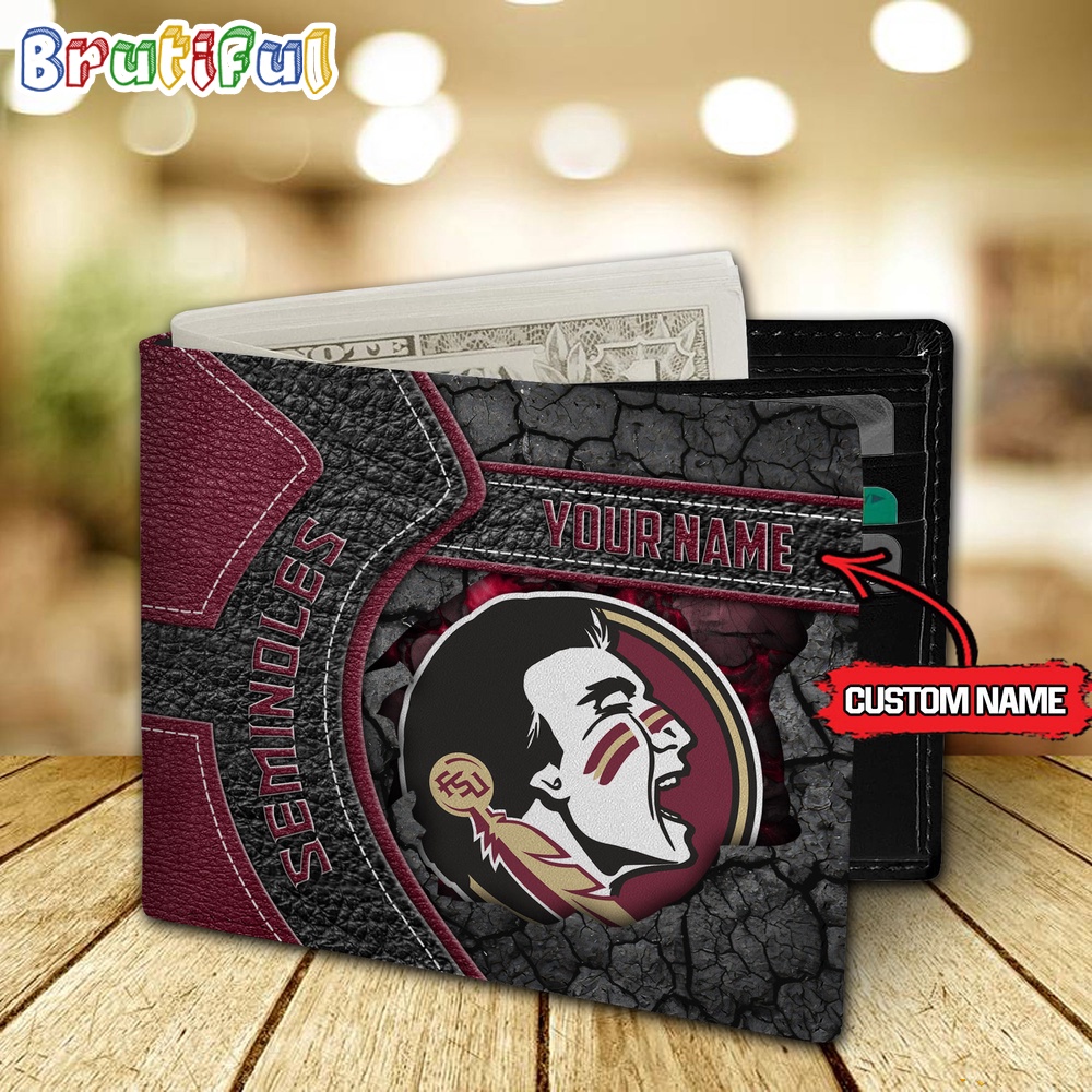 NCAA Florida State Seminoles Custom Name Mens Leather Wallet 2