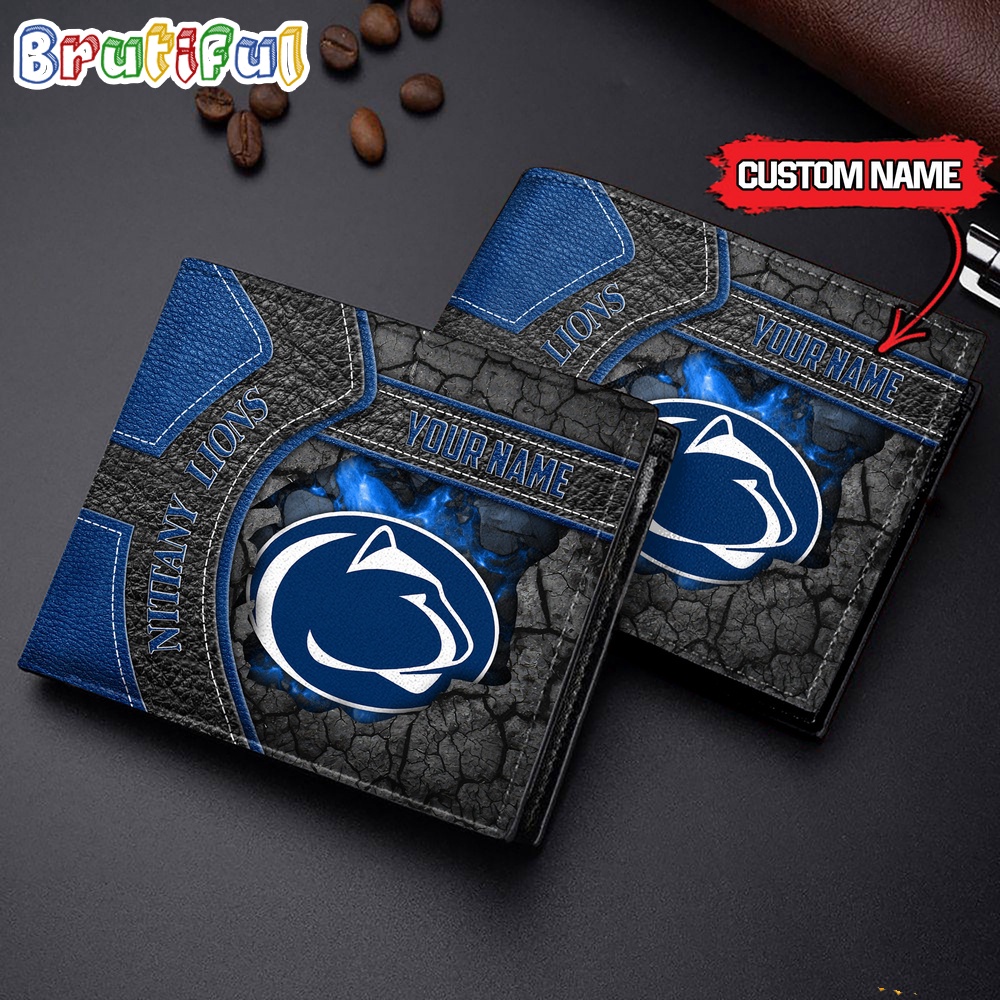NCAA Penn State Nittany Lions Custom Name Mens Leather Wallet 1