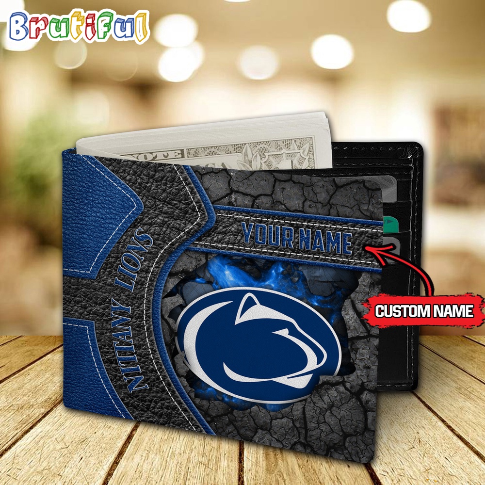 NCAA Penn State Nittany Lions Custom Name Mens Leather Wallet 2