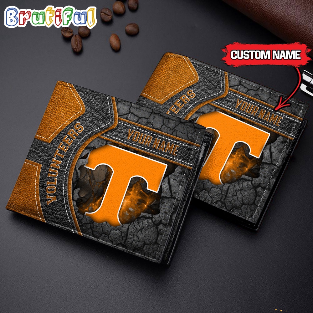 NCAA Tennessee Volunteers Custom Name Mens Leather Wallet 1