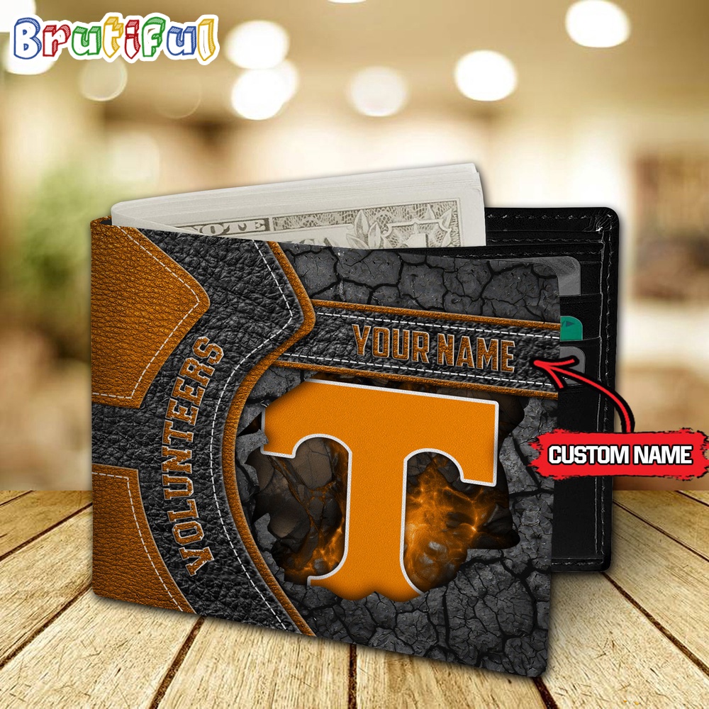 NCAA Tennessee Volunteers Custom Name Mens Leather Wallet 2