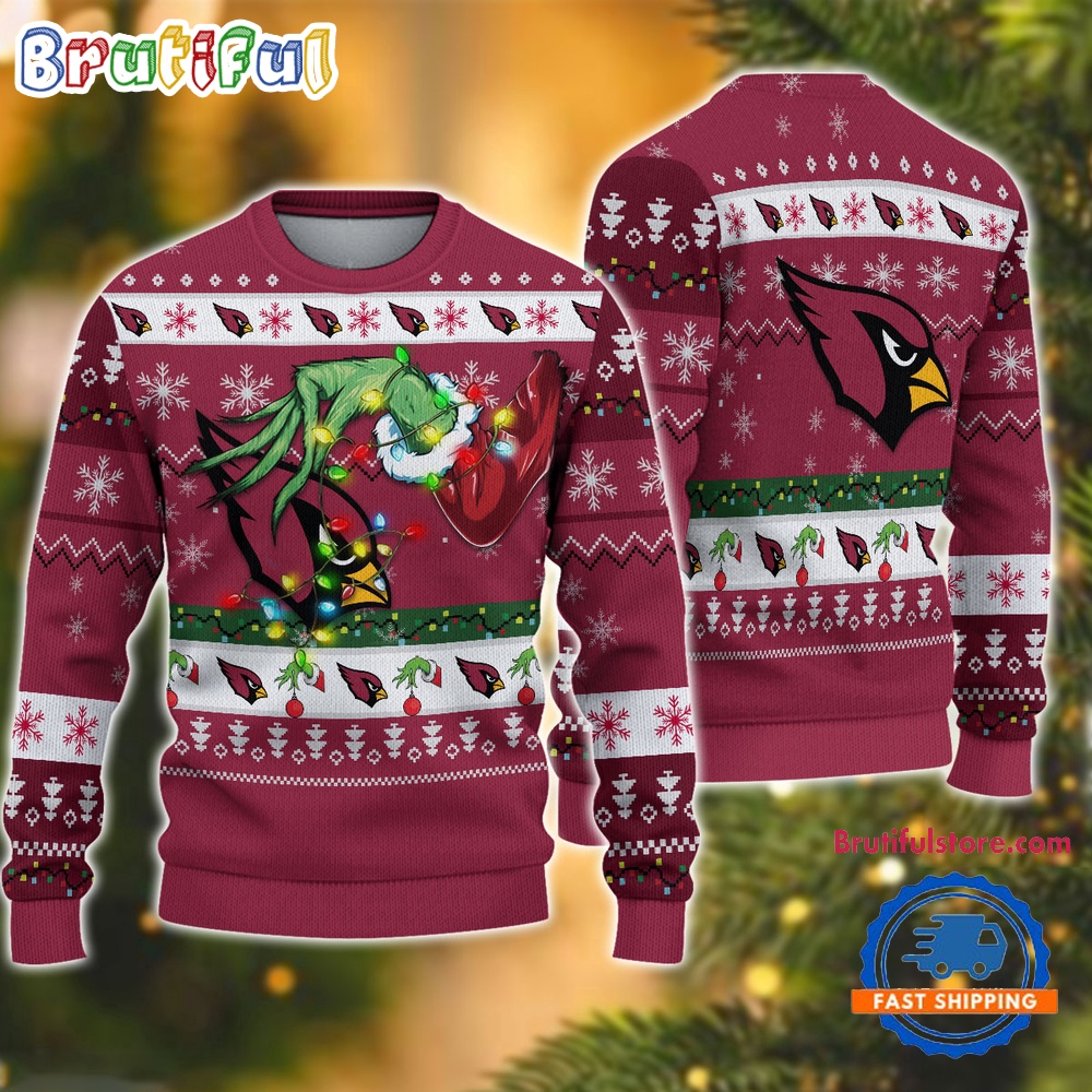 NFL Arizona Cardinals Special Grinchs Hand Football Christmas Ugly Sweater