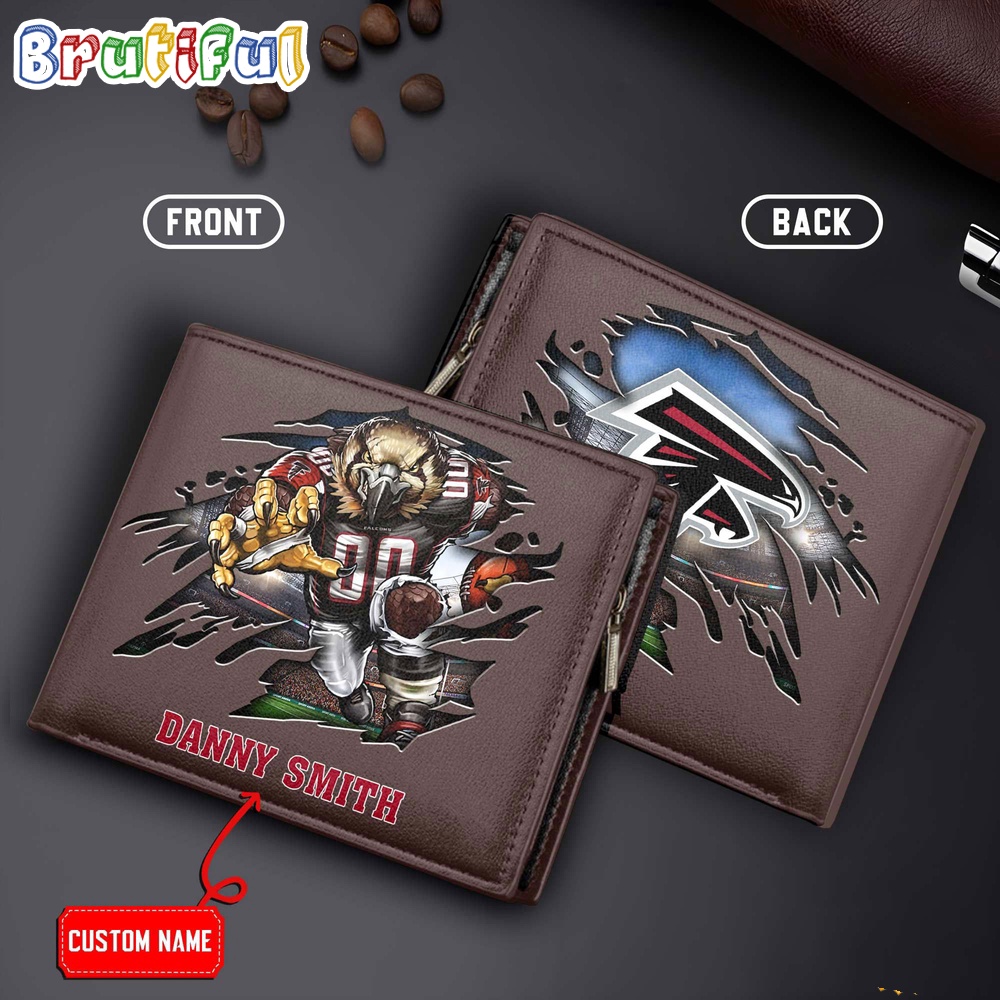 NFL Atlanta Falcons Mascot Football Mens Leather Wallet 1