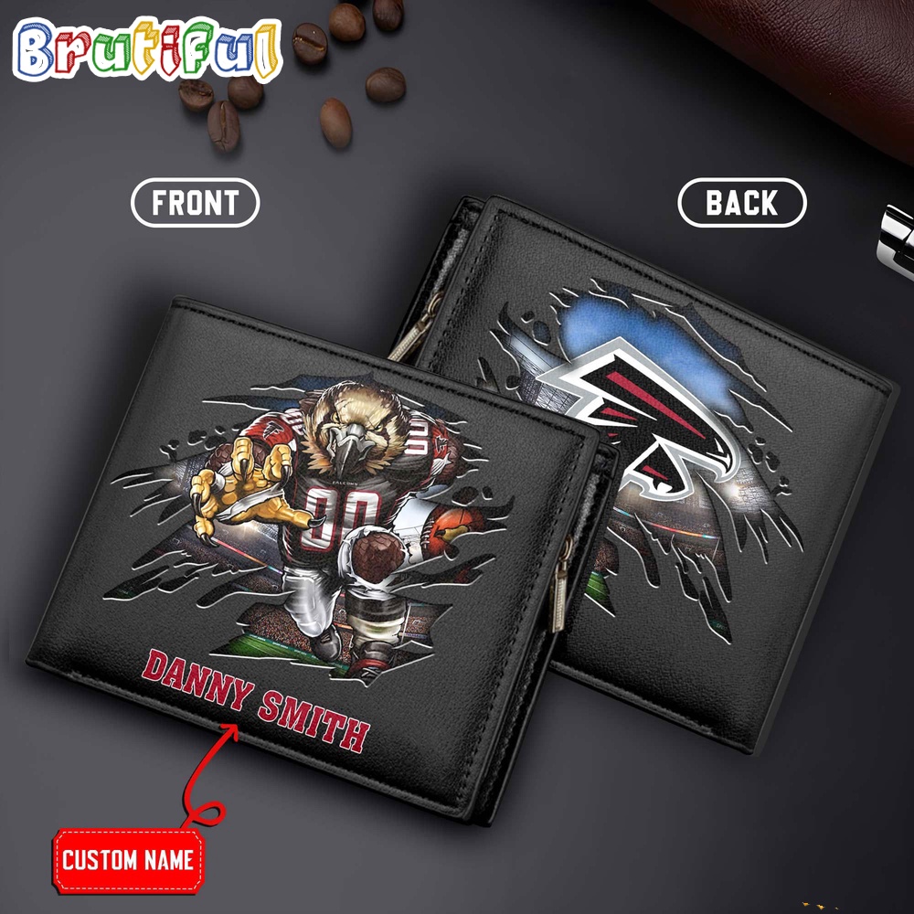 NFL Atlanta Falcons Mascot Football Mens Leather Wallet 2