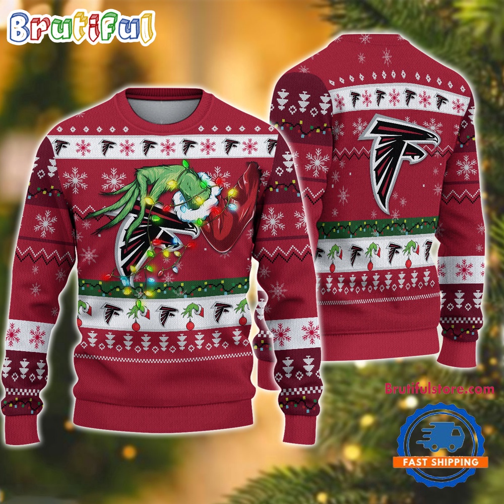 NFL Atlanta Falcons Special Grinchs Hand Football Christmas Ugly Sweater