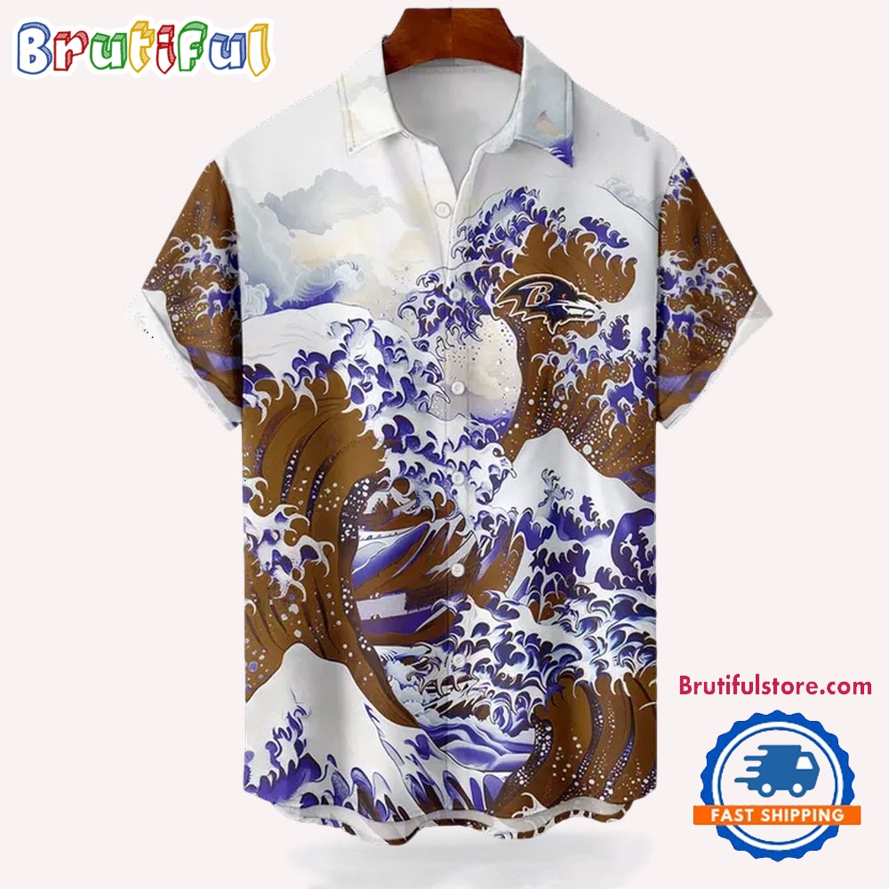 NFL Baltimore Ravens Football Special Great Wave Hawaiian Shirt 1