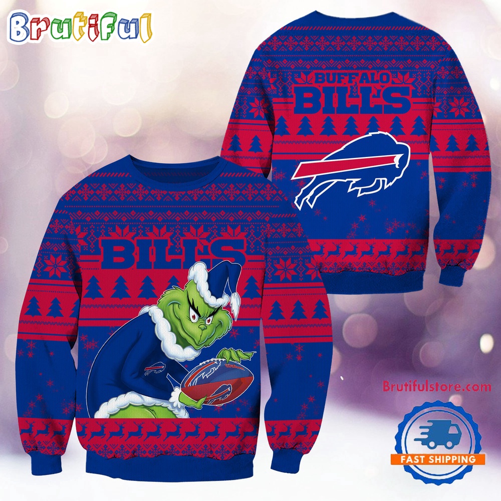 NFL Buffalo Bills Football Grinch Christmas Ugly Sweater