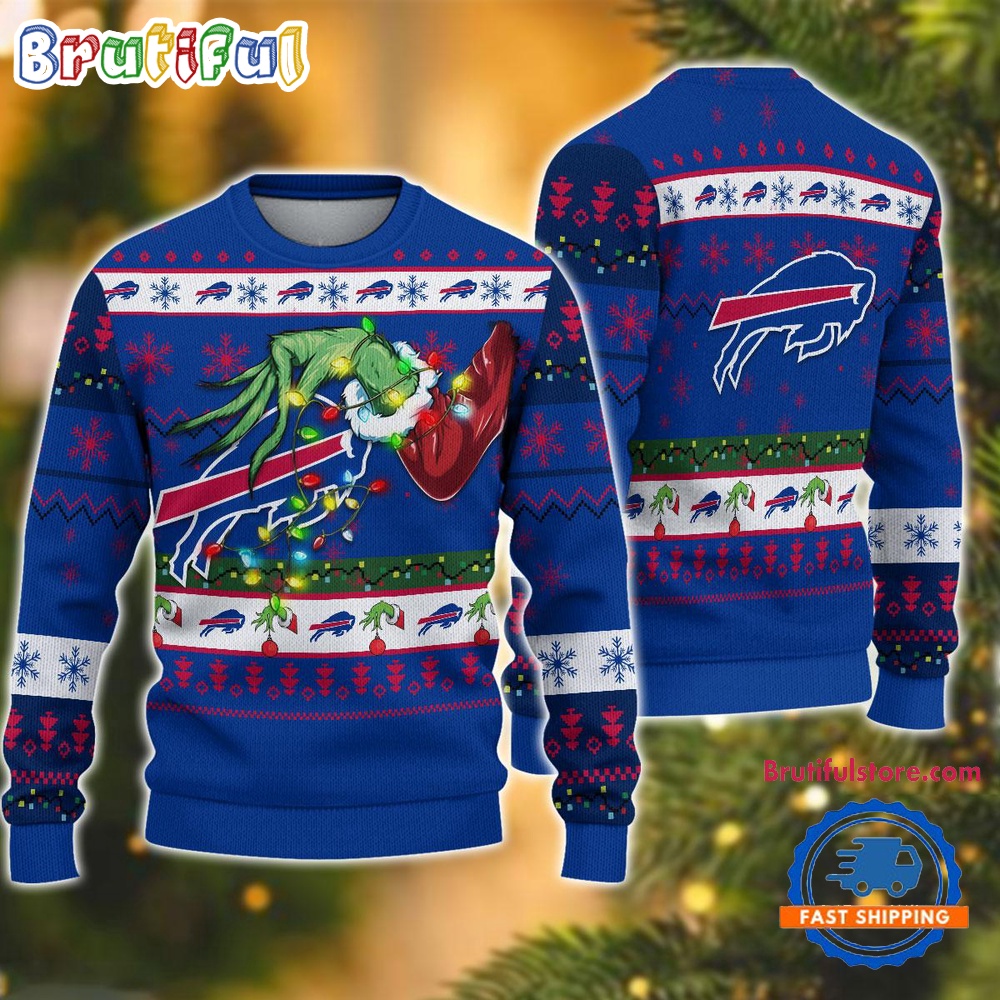 NFL Buffalo Bills Special Grinchs Hand Football Christmas Ugly Sweater