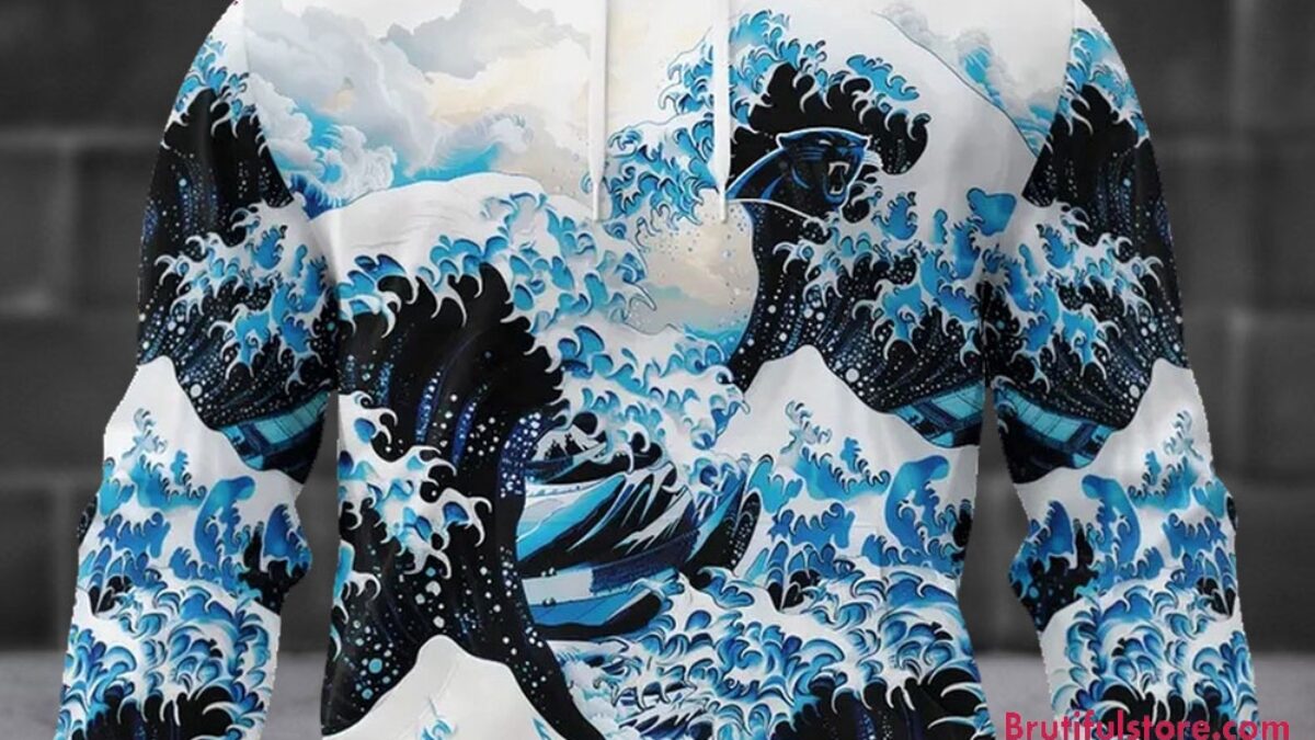 NFL Carolina Panthers Football Great Wave All Over Print Hoodie