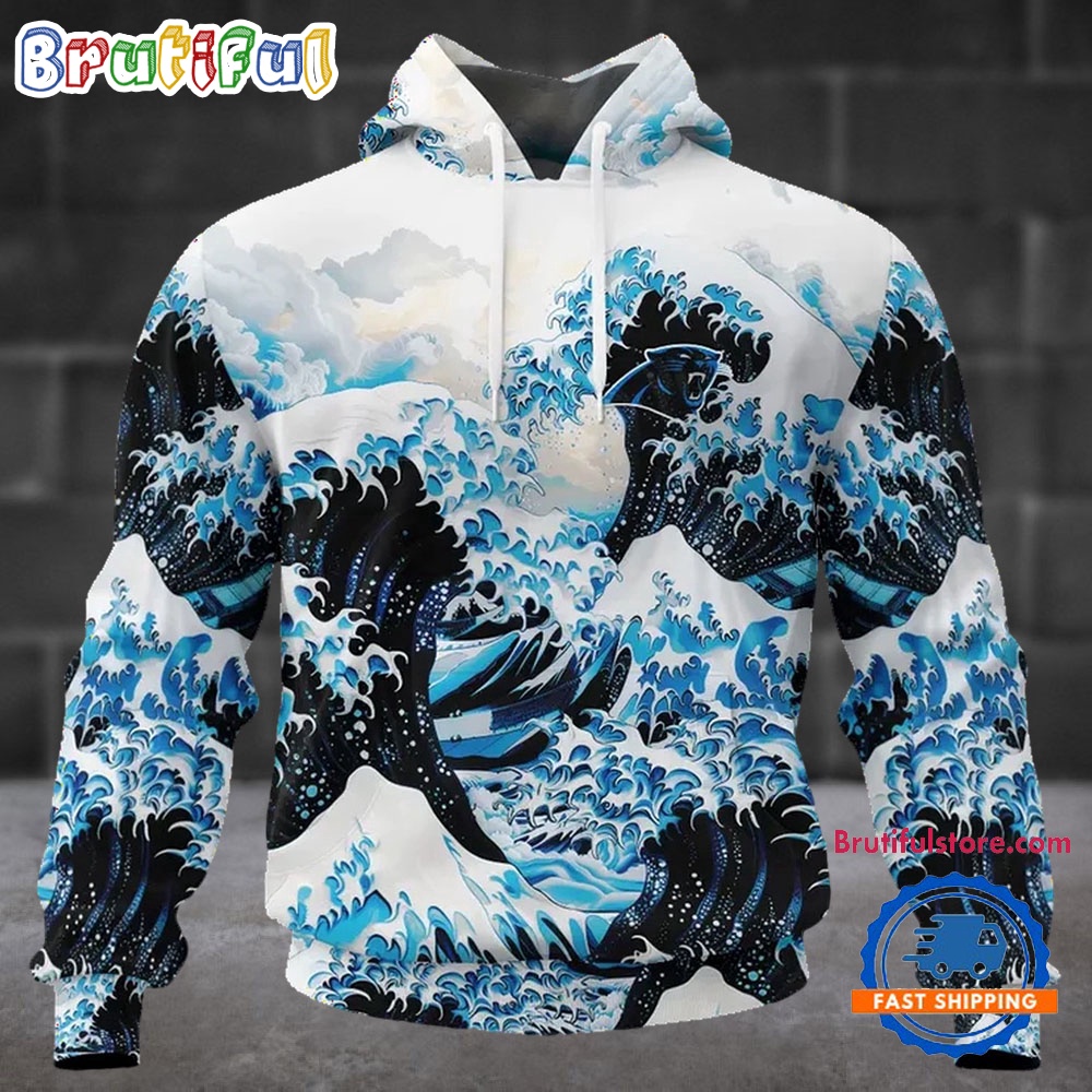 NFL Carolina Panthers Football Great Wave All Over Print Hoodie 1