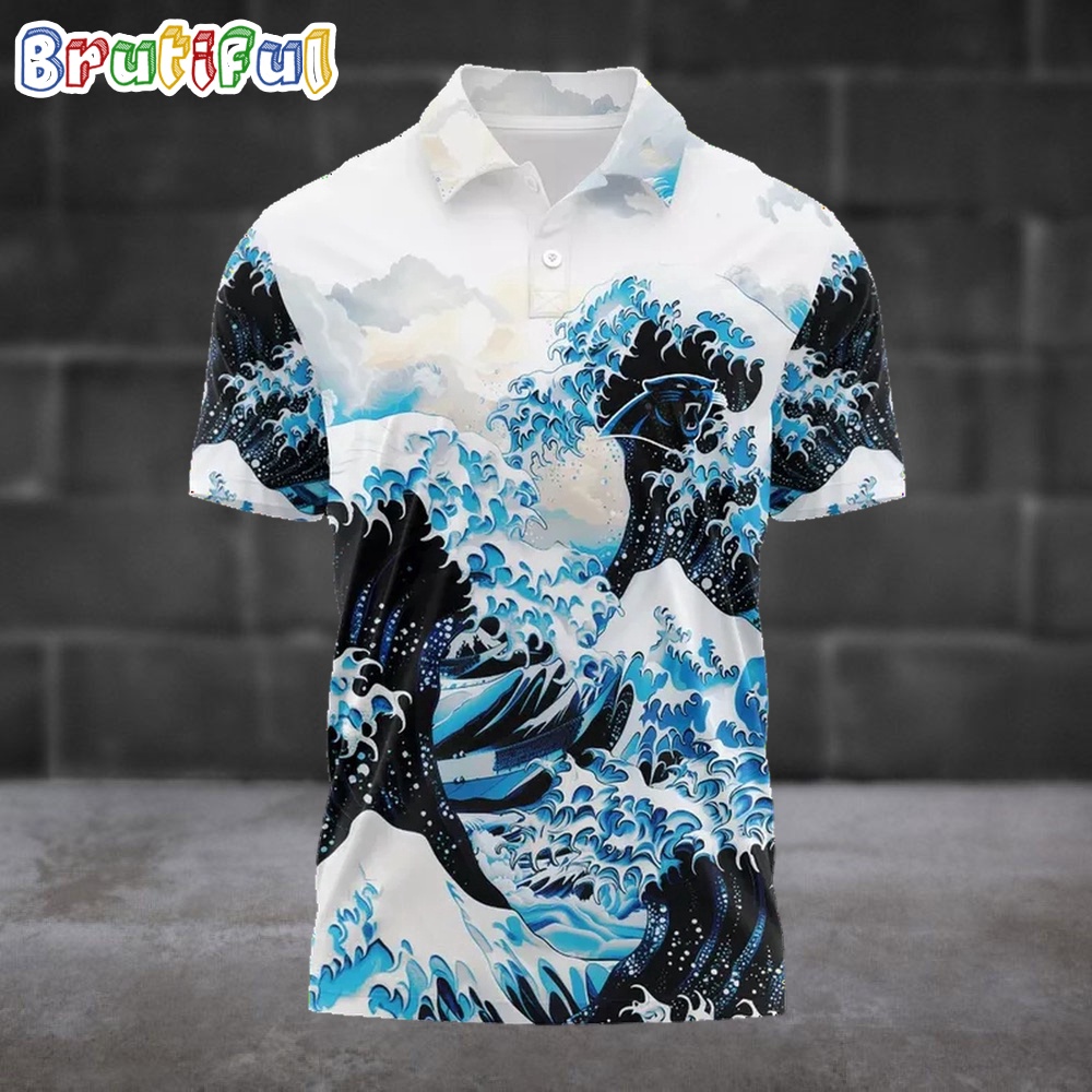 NFL Carolina Panthers Football Great Wave Polo Shirt 1